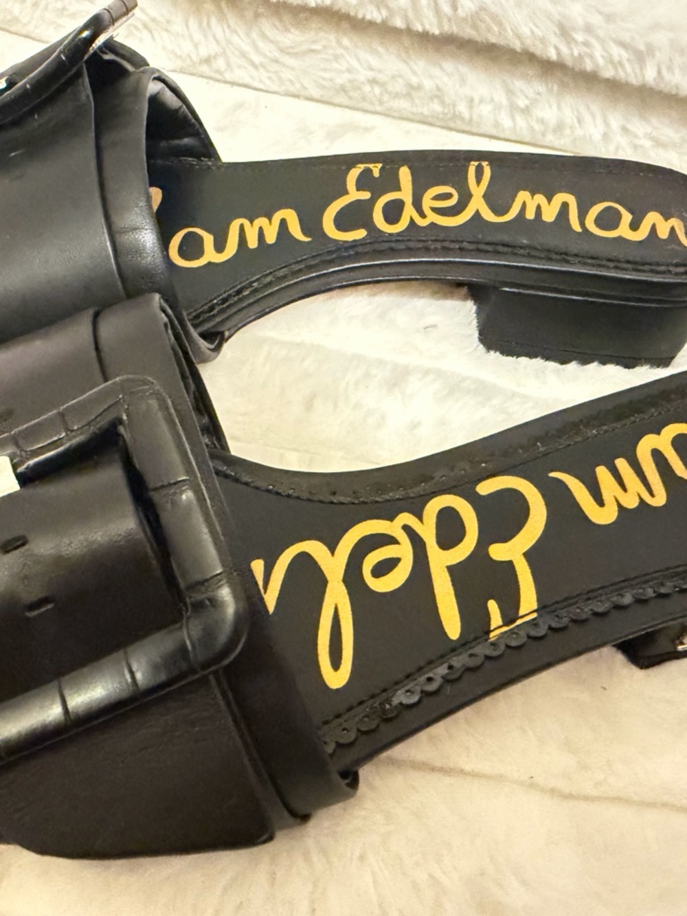 Sam Edelman Black Leather Buckle Slide Mules - Picture 4 of 7